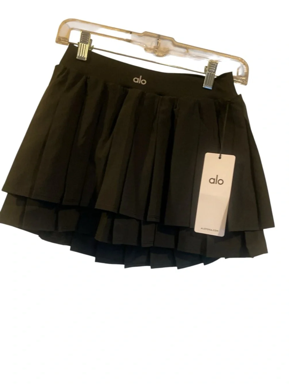 NWT Alo Yoga double or nothing tennis skirt BLACK Size M